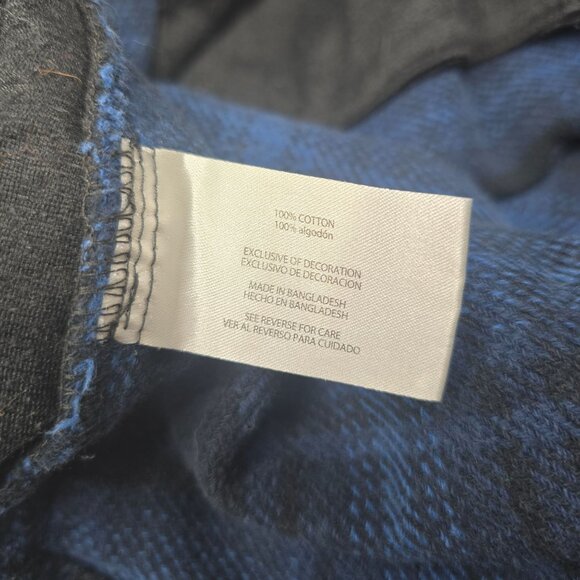 Orvis Men's Blue & Black Plaid Button-Up Heavy Flannel Shirt Size Large - Picture 9 of 9